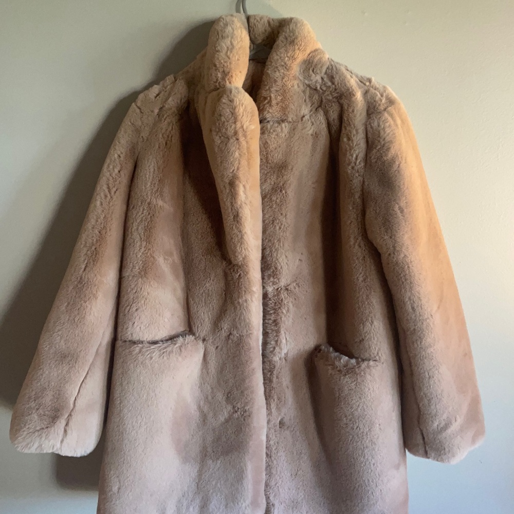 Apparis Small Faux Fur Latte Mid Length Coat